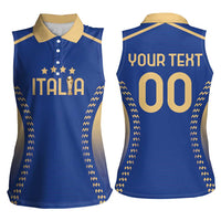 Custom Football 2026 Italia Women Sleeveless Polo Shirt Forza Azzurri