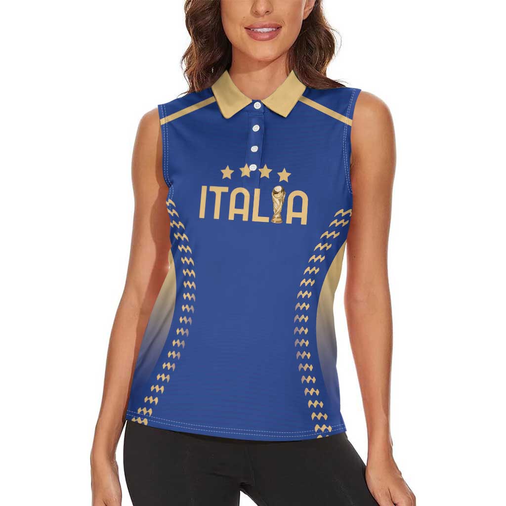 Custom Football 2026 Italia Women Sleeveless Polo Shirt Forza Azzurri
