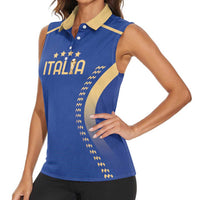 Custom Football 2026 Italia Women Sleeveless Polo Shirt Forza Azzurri