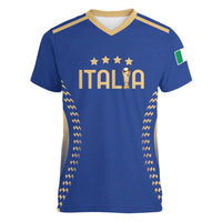 Custom Football 2026 Italia Women V-Neck T-Shirt Forza Azzurri