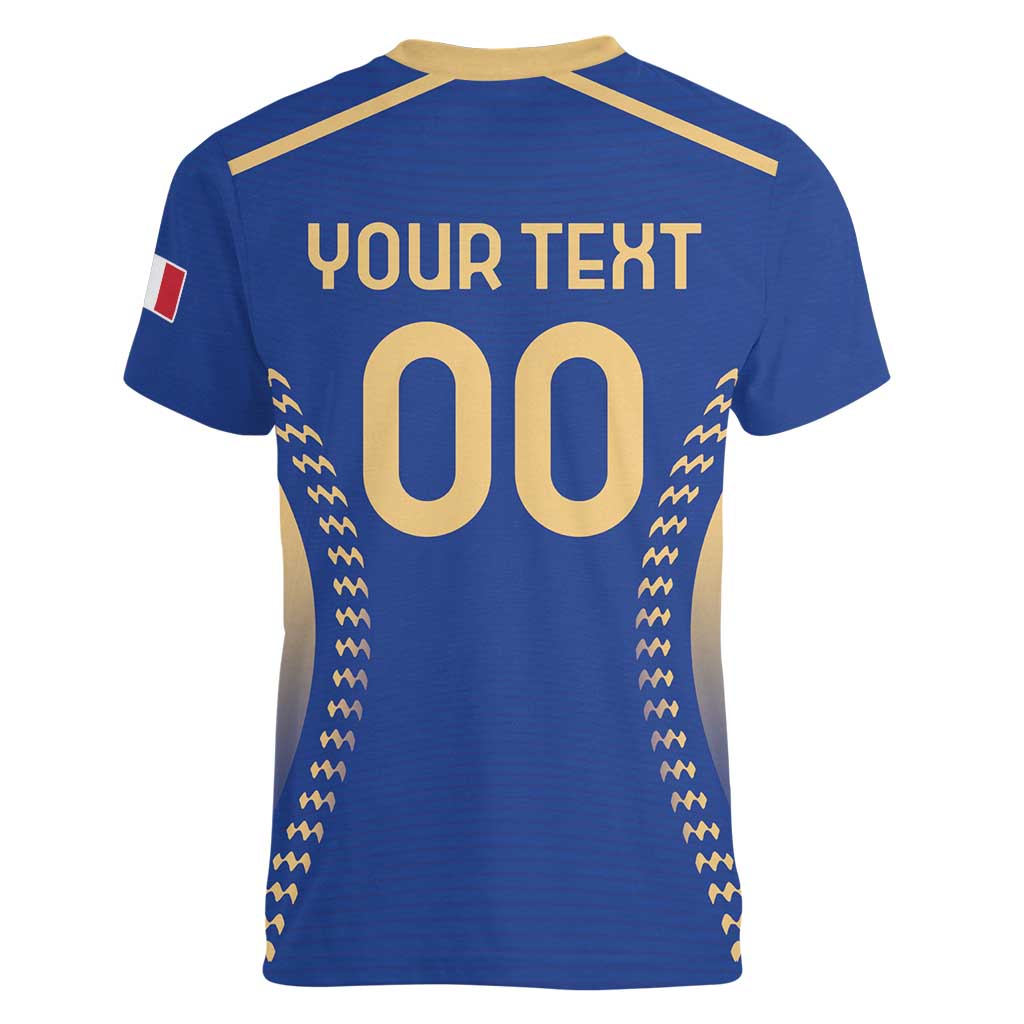 Custom Football 2026 Italia Women V-Neck T-Shirt Forza Azzurri