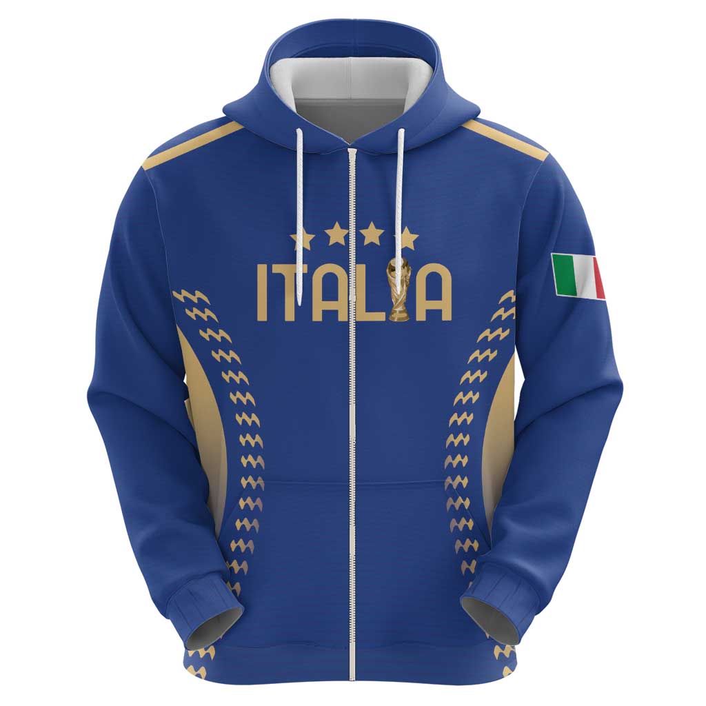 Custom Football 2026 Italia Zip Hoodie Forza Azzurri