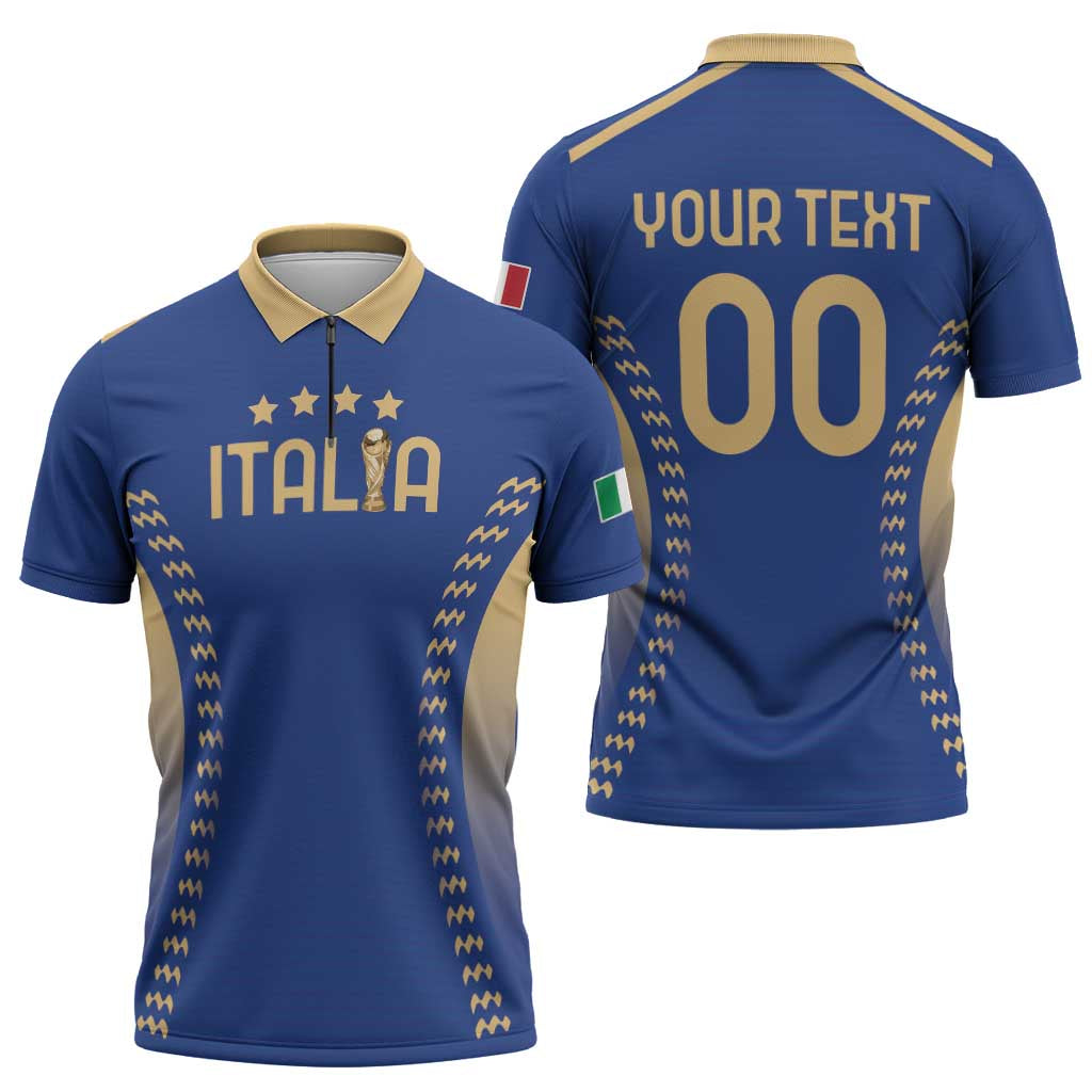 Custom Football 2026 Italia Zipper Polo Shirt Forza Azzurri