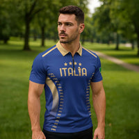 Custom Football 2026 Italia Zipper Polo Shirt Forza Azzurri