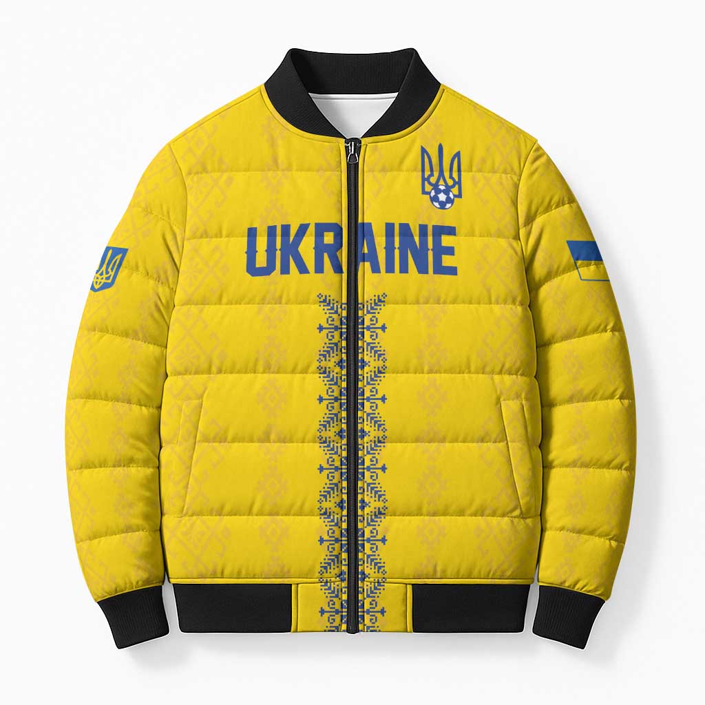 Custom Football 2026 Ukraine Bomber Puffer Jacket Slava Ukraini