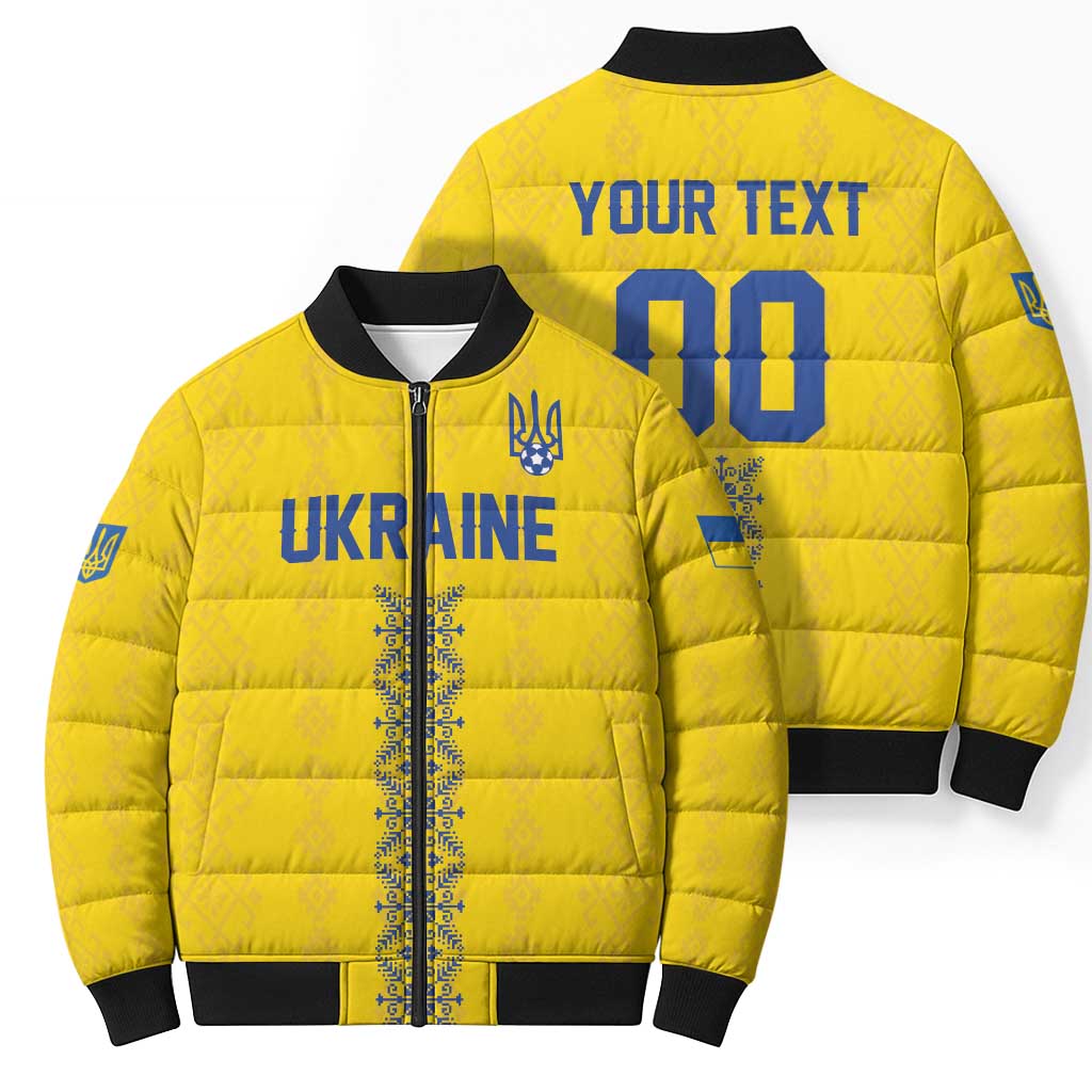 Custom Football 2026 Ukraine Bomber Puffer Jacket Slava Ukraini