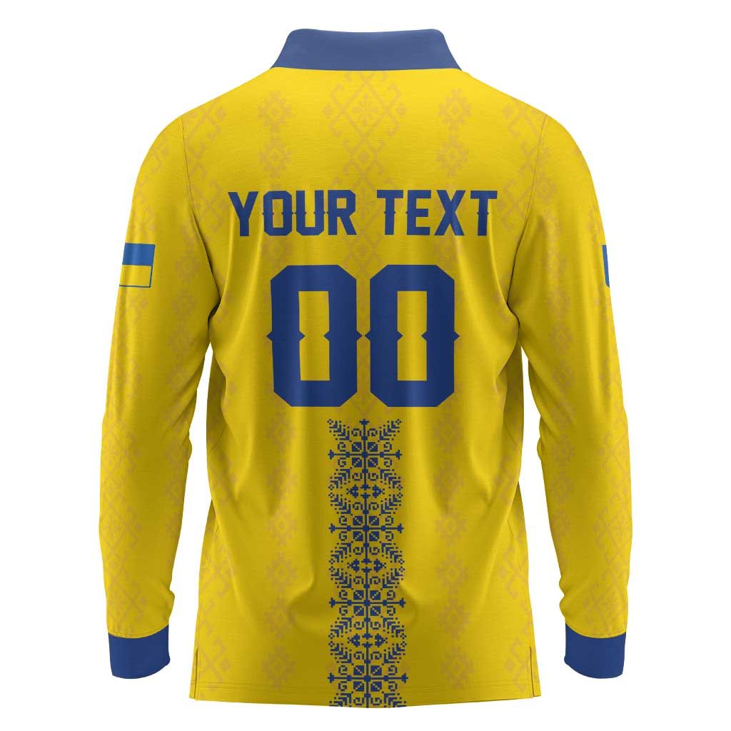 Custom Football 2026 Ukraine Long Sleeve Polo Shirt Slava Ukraini