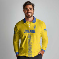 Custom Football 2026 Ukraine Long Sleeve Polo Shirt Slava Ukraini