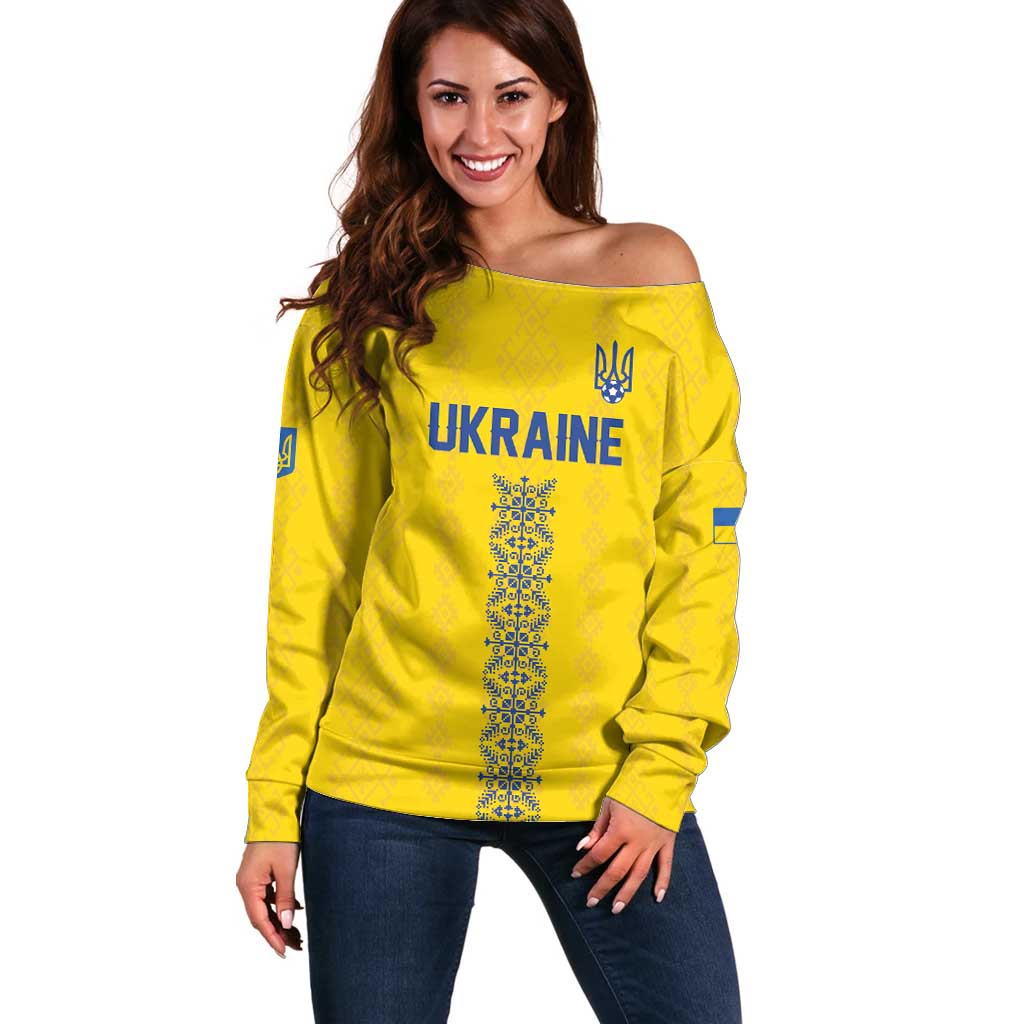 Custom Football 2026 Ukraine Off Shoulder Sweater Slava Ukraini