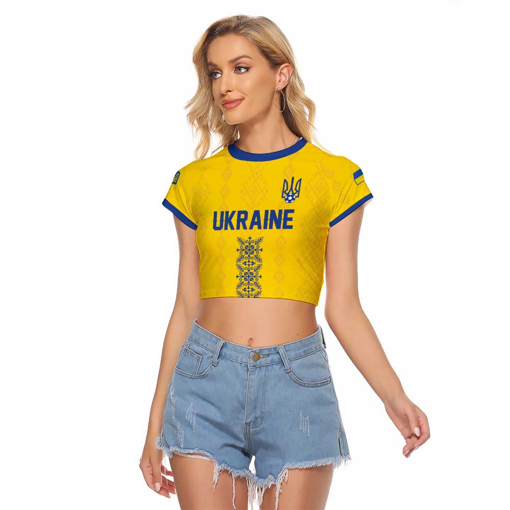 Custom Football 2026 Ukraine Raglan Cropped T Shirt Slava Ukraini