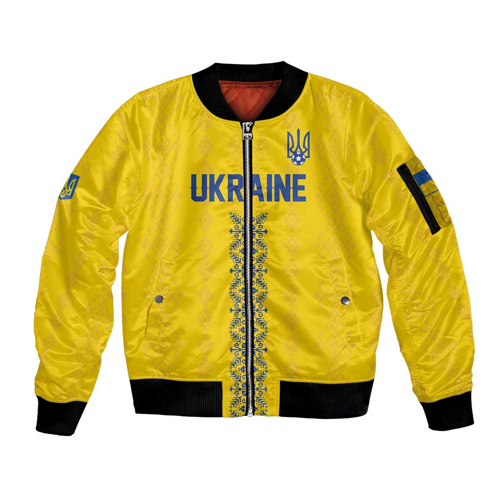 Custom Football 2026 Ukraine Sleeve Zip Bomber Jacket Slava Ukraini