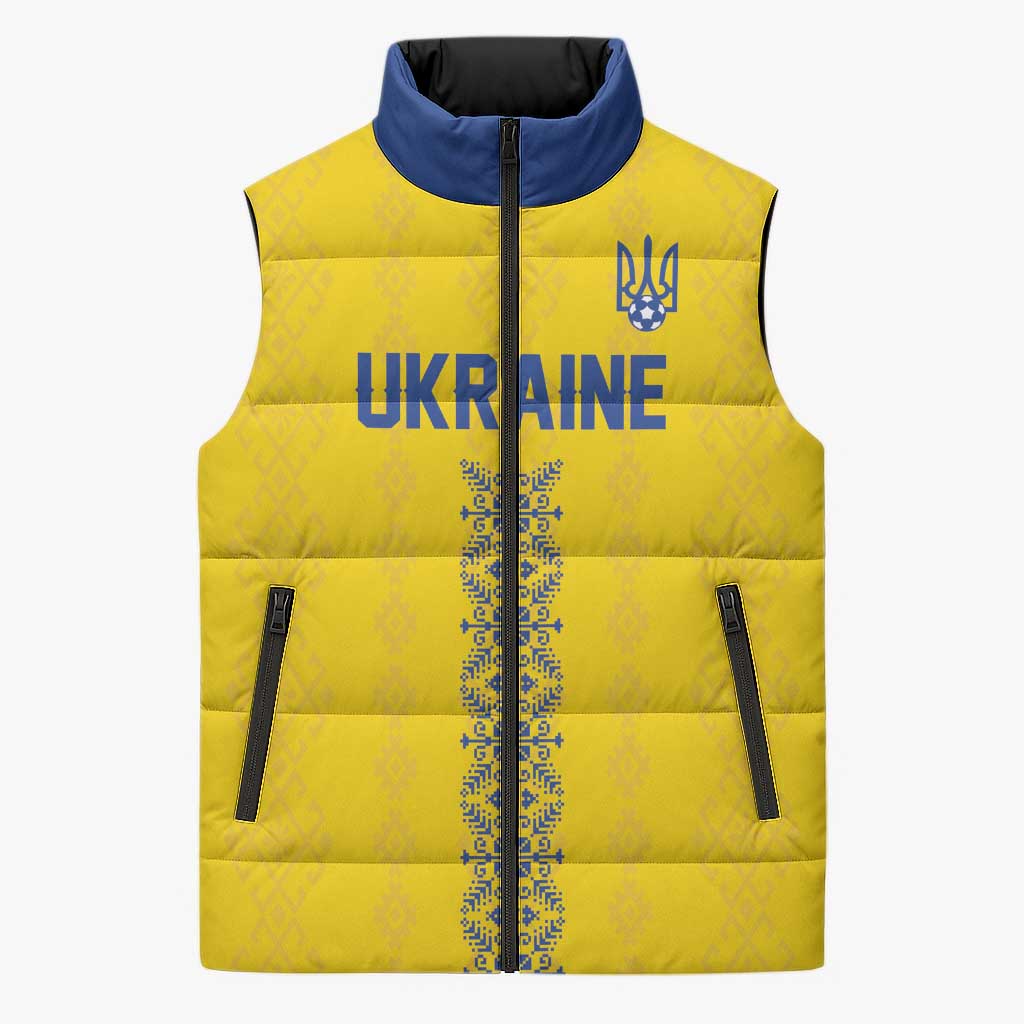 Custom Football 2026 Ukraine Sleeveless Puffer Jacket Slava Ukraini