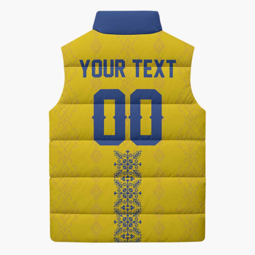 Custom Football 2026 Ukraine Sleeveless Puffer Jacket Slava Ukraini
