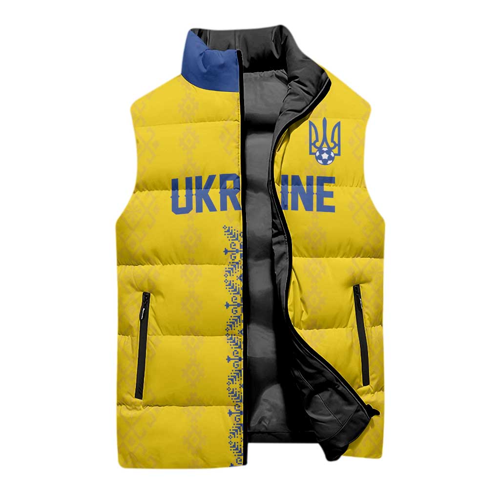 Custom Football 2026 Ukraine Sleeveless Puffer Jacket Slava Ukraini
