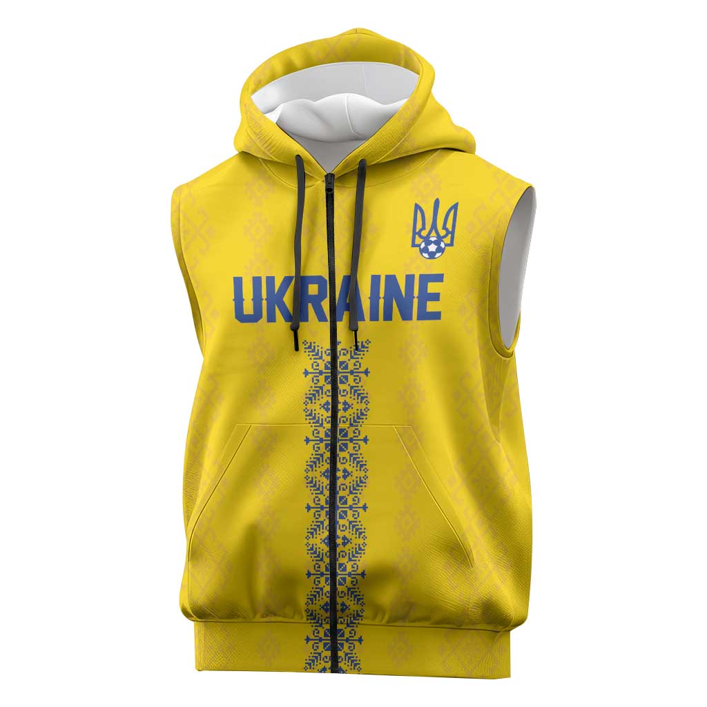 Custom Football 2026 Ukraine Sleeveless Zip Hoodie Slava Ukraini