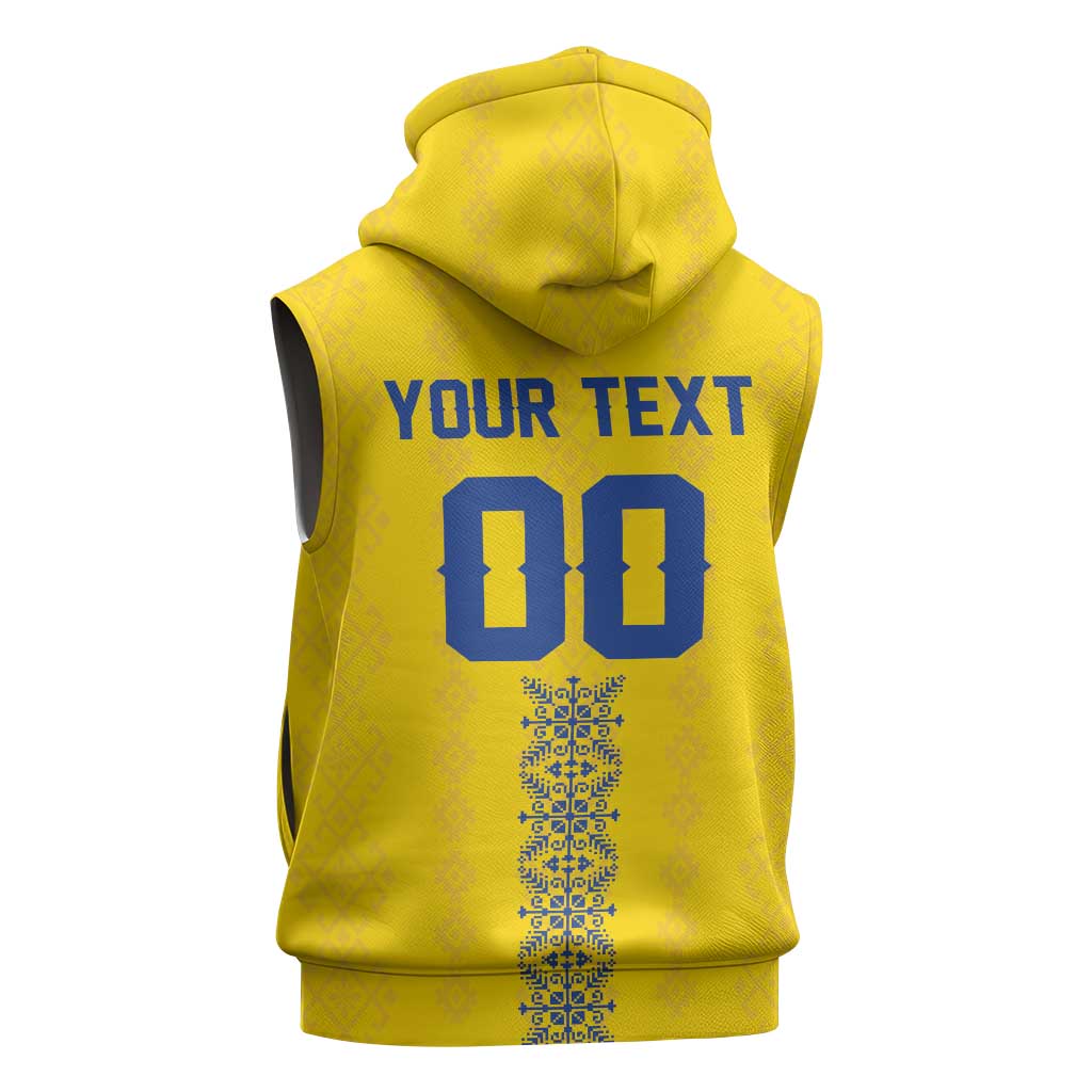 Custom Football 2026 Ukraine Sleeveless Zip Hoodie Slava Ukraini