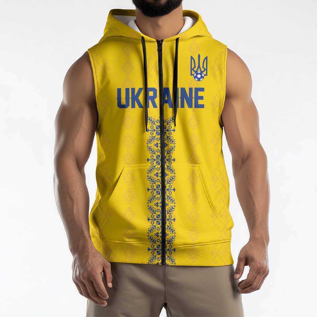 Custom Football 2026 Ukraine Sleeveless Zip Hoodie Slava Ukraini