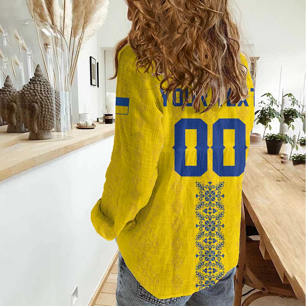 Custom Football 2026 Ukraine Women Casual Shirt Slava Ukraini