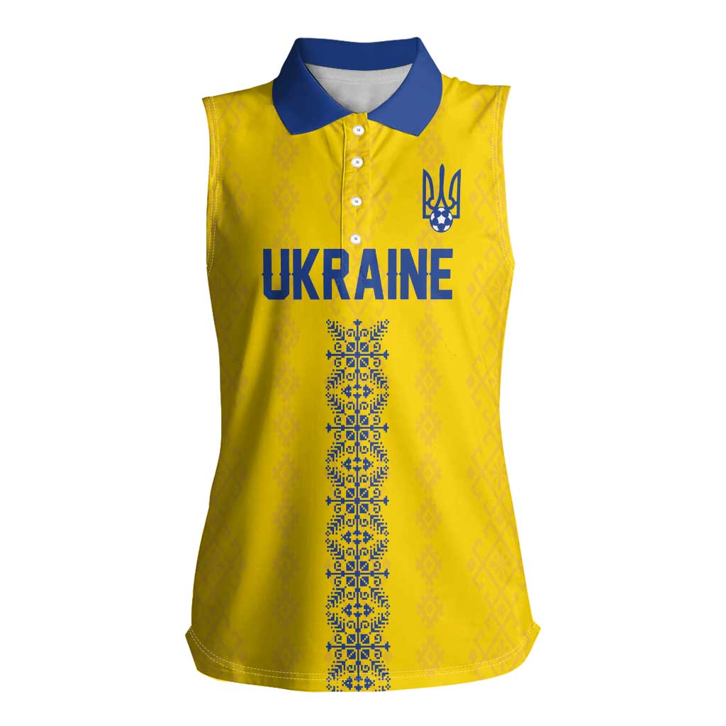 Custom Football 2026 Ukraine Women Sleeveless Polo Shirt Slava Ukraini