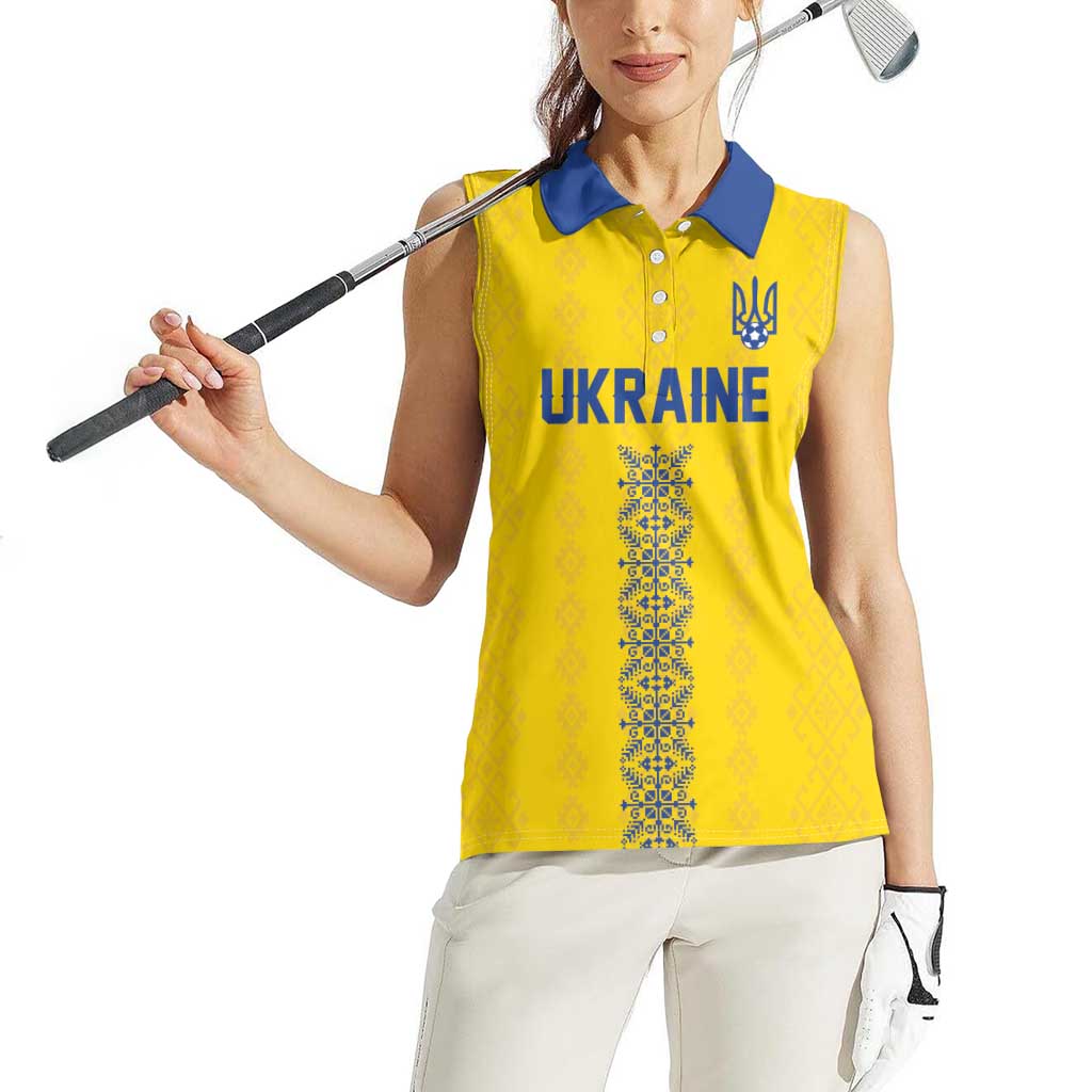 Custom Football 2026 Ukraine Women Sleeveless Polo Shirt Slava Ukraini