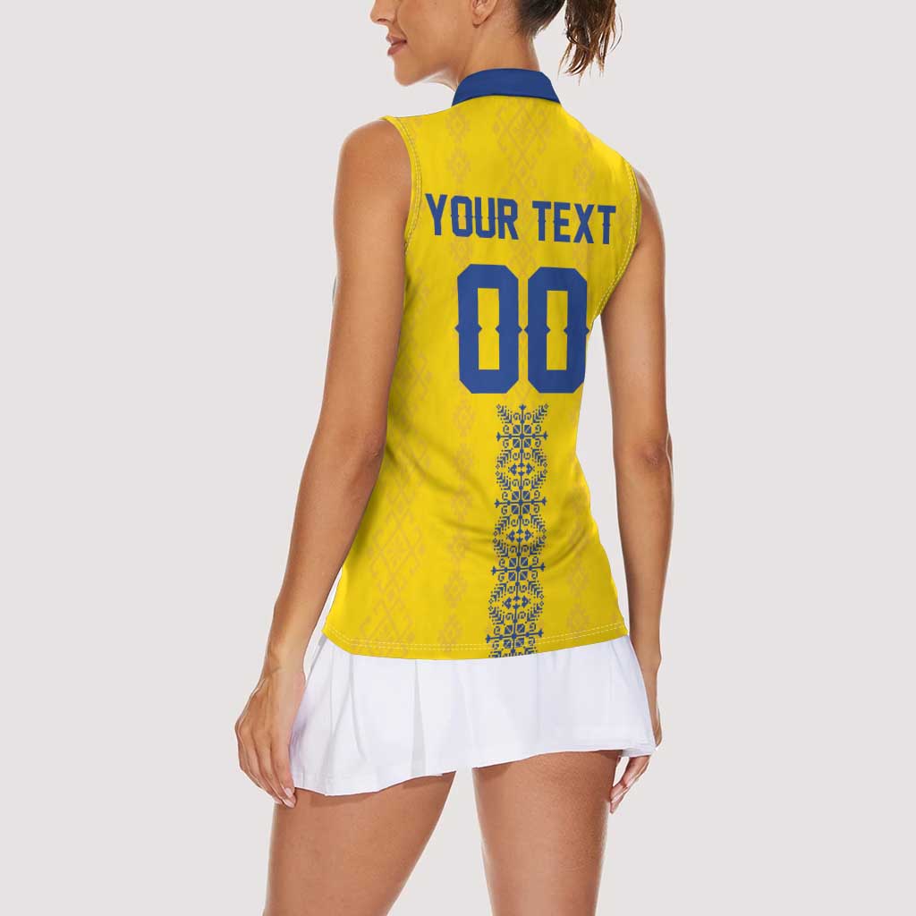 Custom Football 2026 Ukraine Women Sleeveless Polo Shirt Slava Ukraini