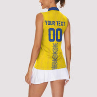Custom Football 2026 Ukraine Women Sleeveless Polo Shirt Slava Ukraini