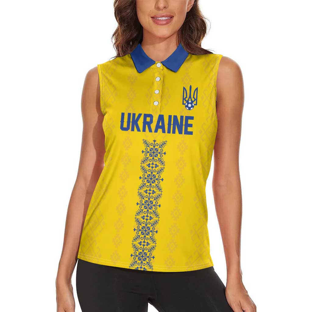 Custom Football 2026 Ukraine Women Sleeveless Polo Shirt Slava Ukraini
