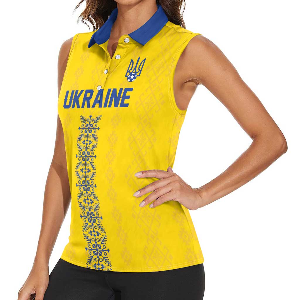 Custom Football 2026 Ukraine Women Sleeveless Polo Shirt Slava Ukraini