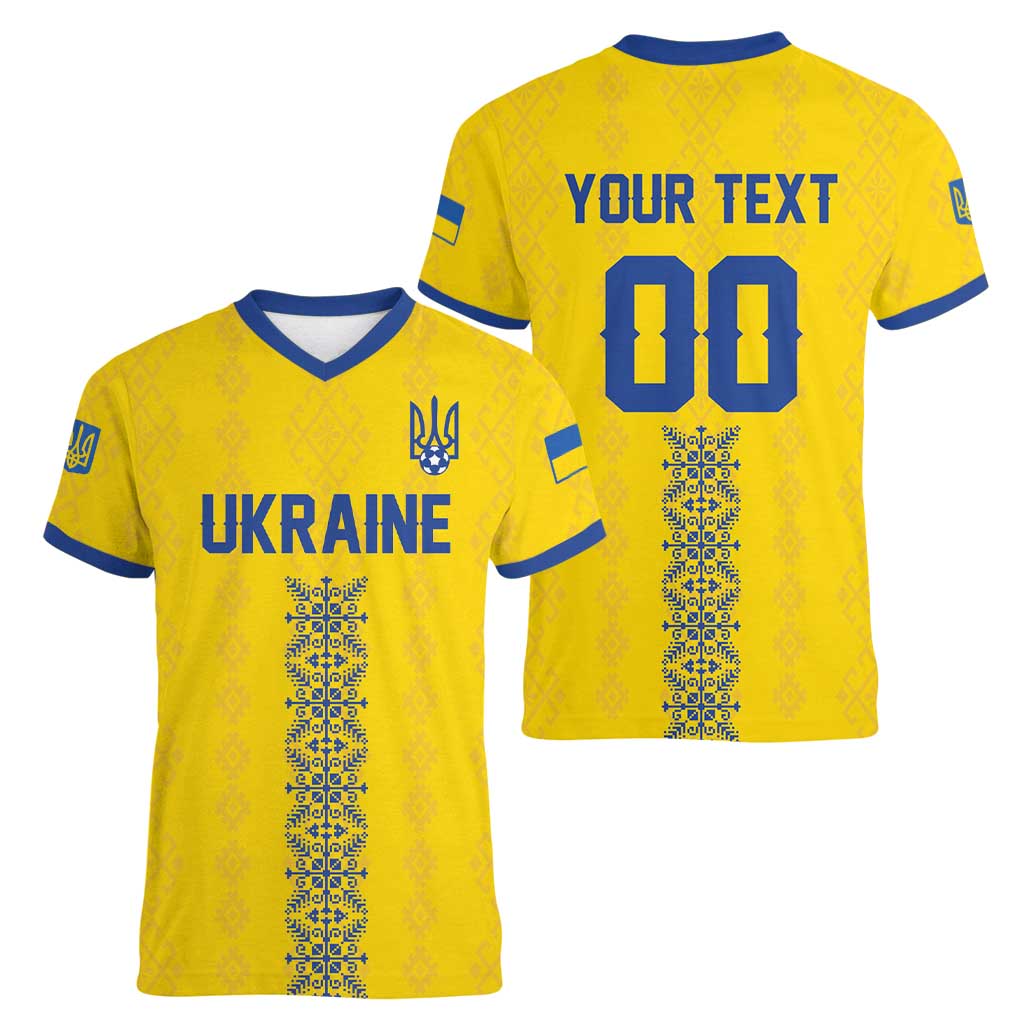 Custom Football 2026 Ukraine Women V-Neck T-Shirt Slava Ukraini