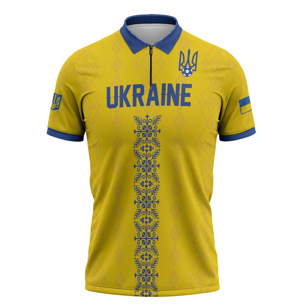 Custom Football 2026 Ukraine Zipper Polo Shirt Slava Ukraini