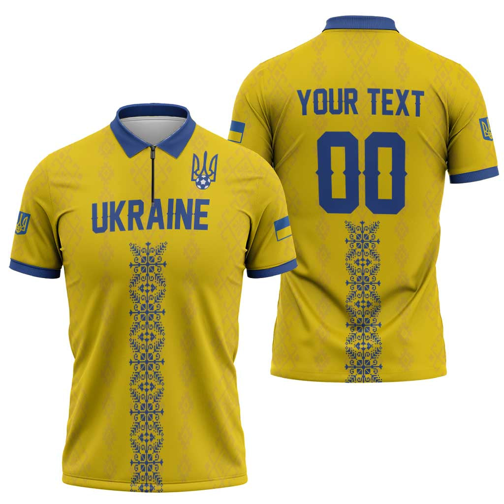 Custom Football 2026 Ukraine Zipper Polo Shirt Slava Ukraini