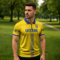 Custom Football 2026 Ukraine Zipper Polo Shirt Slava Ukraini