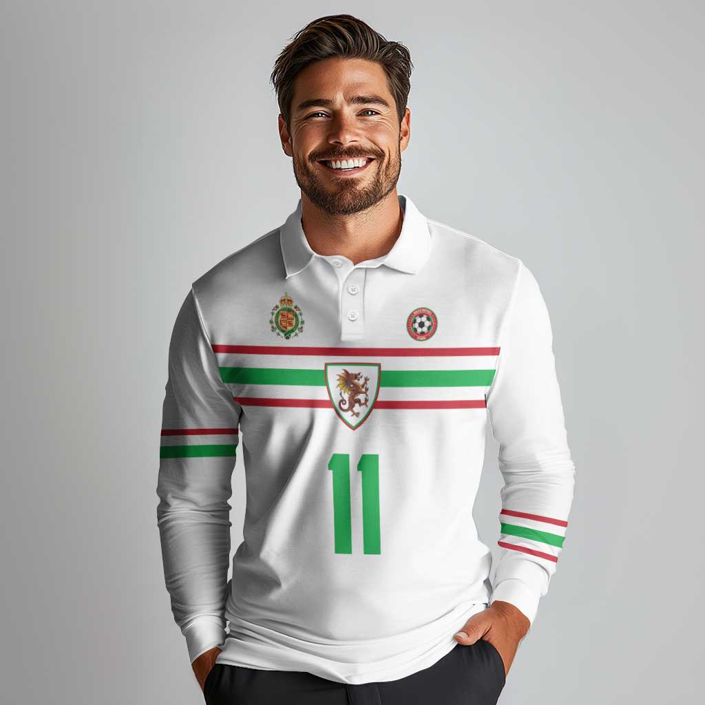 Custom Football 2026 Wales Dragon Long Sleeve Polo Shirt Cymru Gorau Chwarae Cyd Chwarae