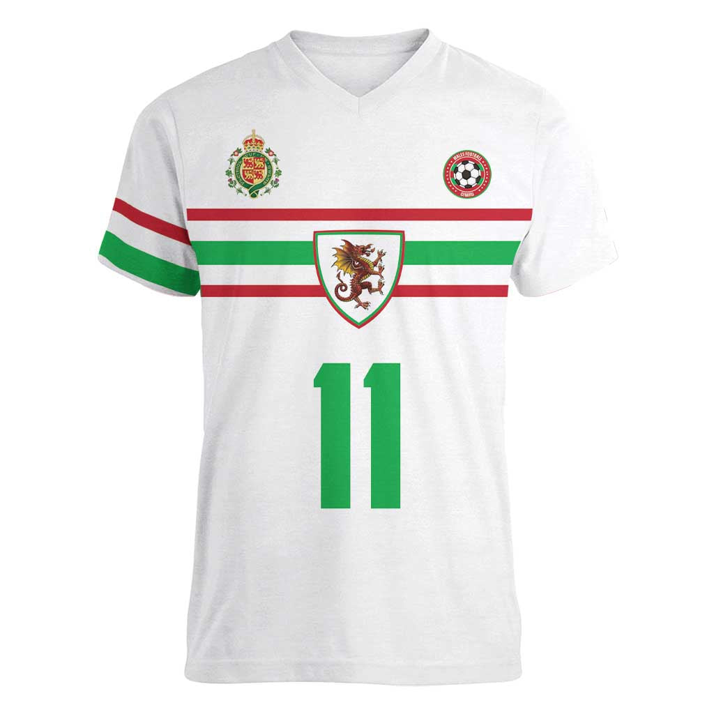 Custom Football 2026 Wales Dragon Women V-Neck T-Shirt Cymru Gorau Chwarae Cyd Chwarae