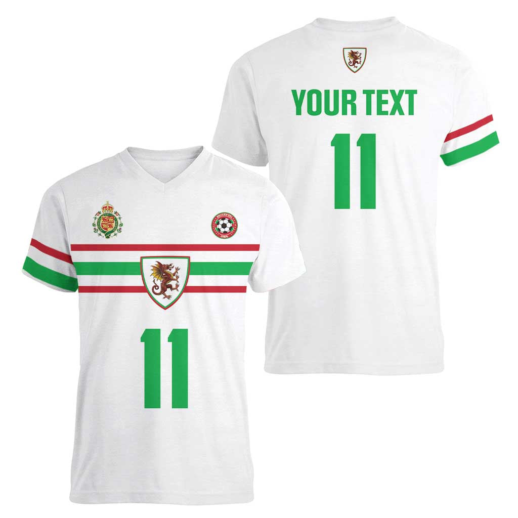 Custom Football 2026 Wales Dragon Women V-Neck T-Shirt Cymru Gorau Chwarae Cyd Chwarae