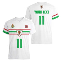 Custom Football 2026 Wales Dragon Women V-Neck T-Shirt Cymru Gorau Chwarae Cyd Chwarae