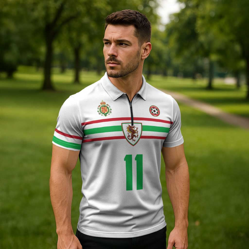 Custom Football 2026 Wales Dragon Zipper Polo Shirt Cymru Gorau Chwarae Cyd Chwarae
