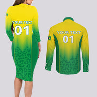 Personalized Brazil 2024 Couples Matching Long Sleeve Bodycon Dress and Long Sleeve Button Shirt Selecao Brasileira - Wonder Print Shop