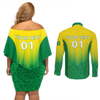 Personalized Brazil 2024 Couples Matching Off Shoulder Short Dress and Long Sleeve Button Shirt Selecao Brasileira - Wonder Print Shop