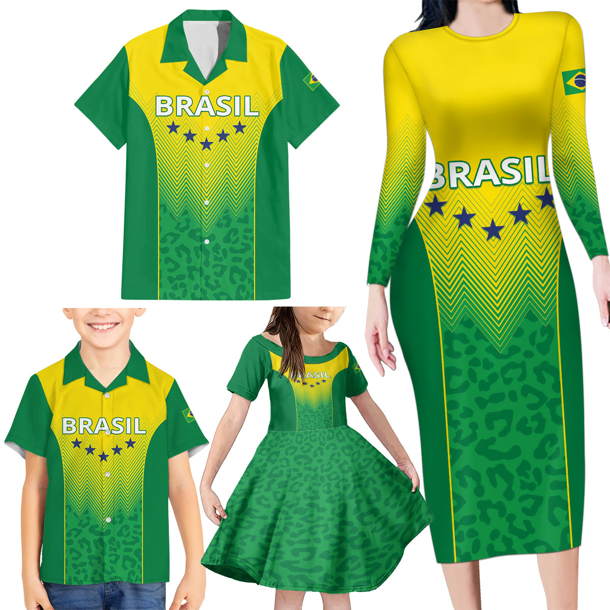 Personalized Brazil 2024 Family Matching Long Sleeve Bodycon Dress and Hawaiian Shirt Selecao Brasileira - Wonder Print Shop