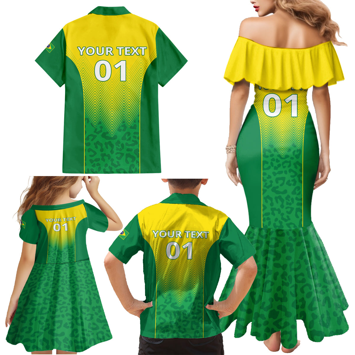 Personalized Brazil 2024 Family Matching Mermaid Dress and Hawaiian Shirt Selecao Brasileira - Wonder Print Shop