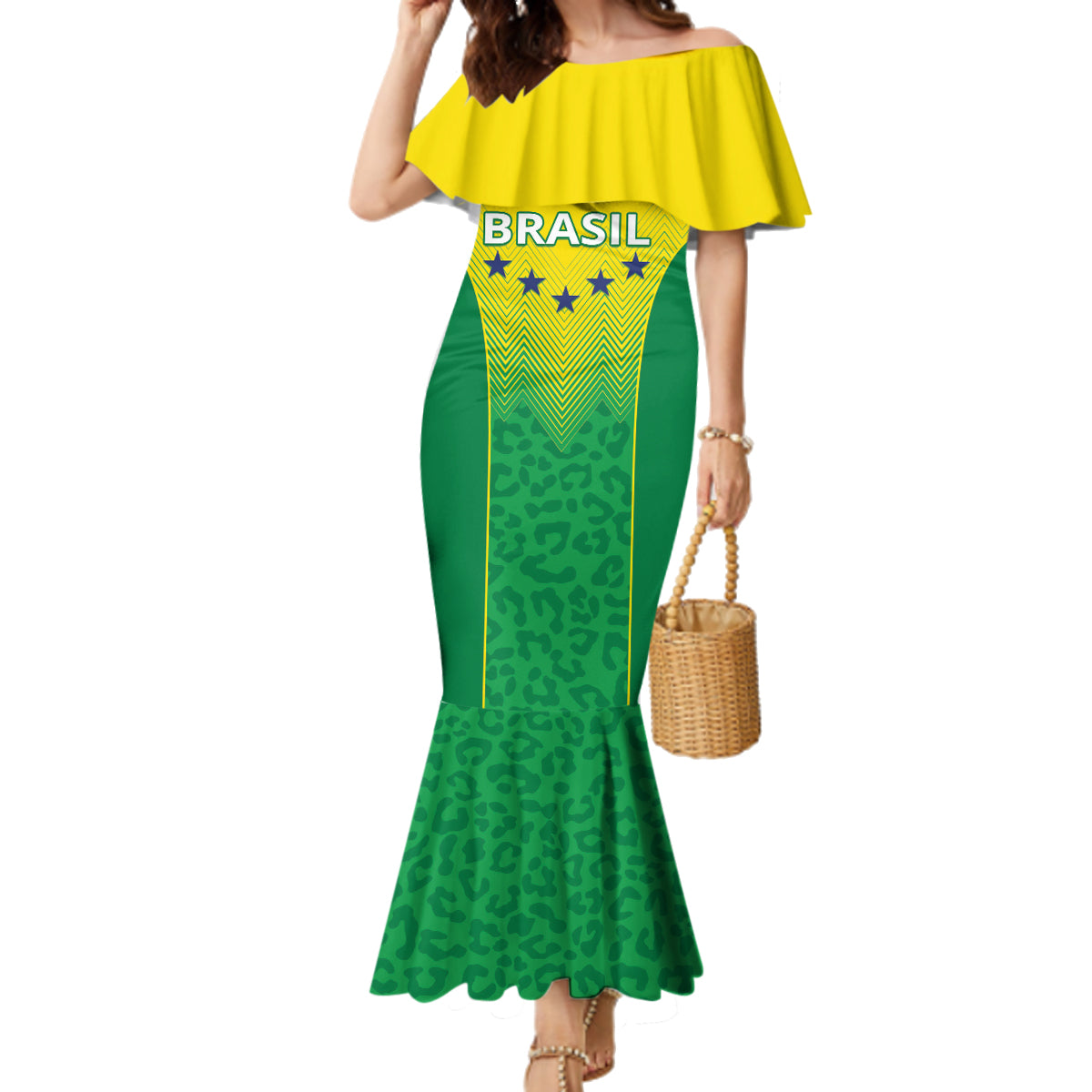 Personalized Brazil 2024 Family Matching Mermaid Dress and Hawaiian Shirt Selecao Brasileira - Wonder Print Shop