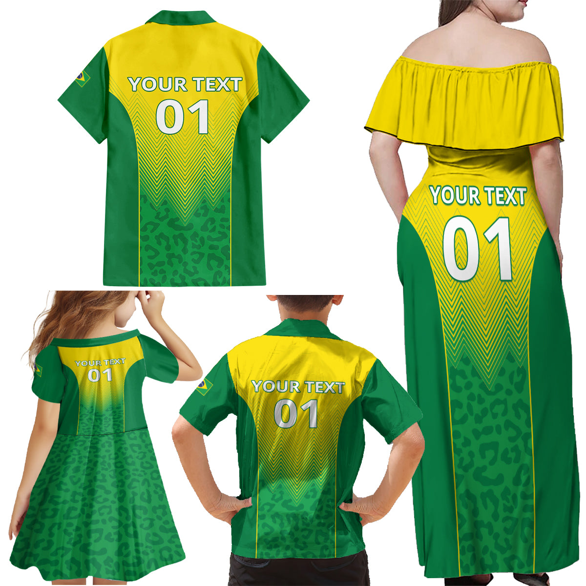Personalized Brazil 2024 Family Matching Off Shoulder Maxi Dress and Hawaiian Shirt Selecao Brasileira - Wonder Print Shop