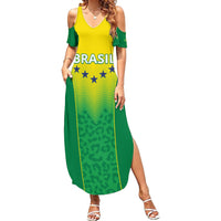 Personalized Brazil 2024 Family Matching Summer Maxi Dress and Hawaiian Shirt Selecao Brasileira - Wonder Print Shop
