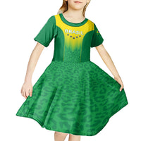 Personalized Brazil 2024 Kid Short Sleeve Dress Selecao Brasileira - Wonder Print Shop