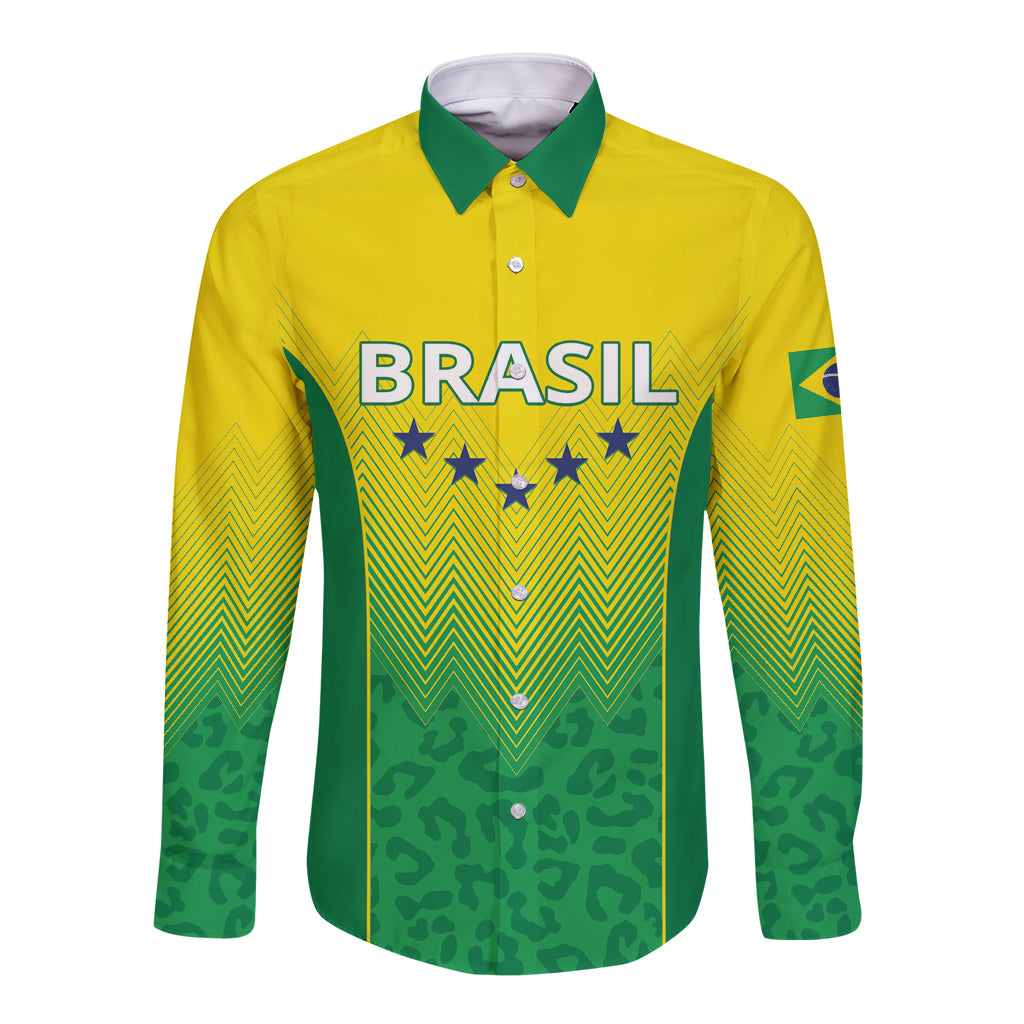 Personalized Brazil 2024 Long Sleeve Button Shirt Selecao Brasileira - Wonder Print Shop