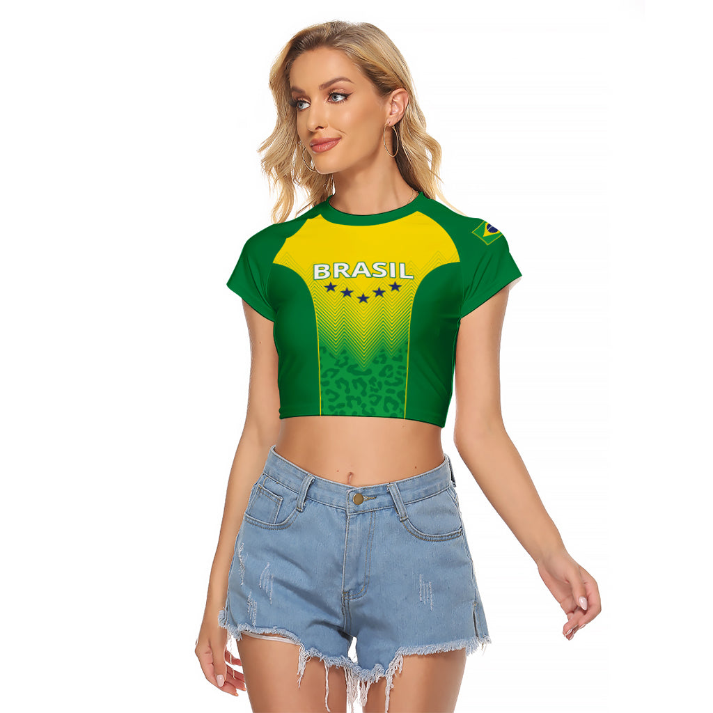 Personalized Brazil 2024 Raglan Cropped T Shirt Selecao Brasileira - Wonder Print Shop