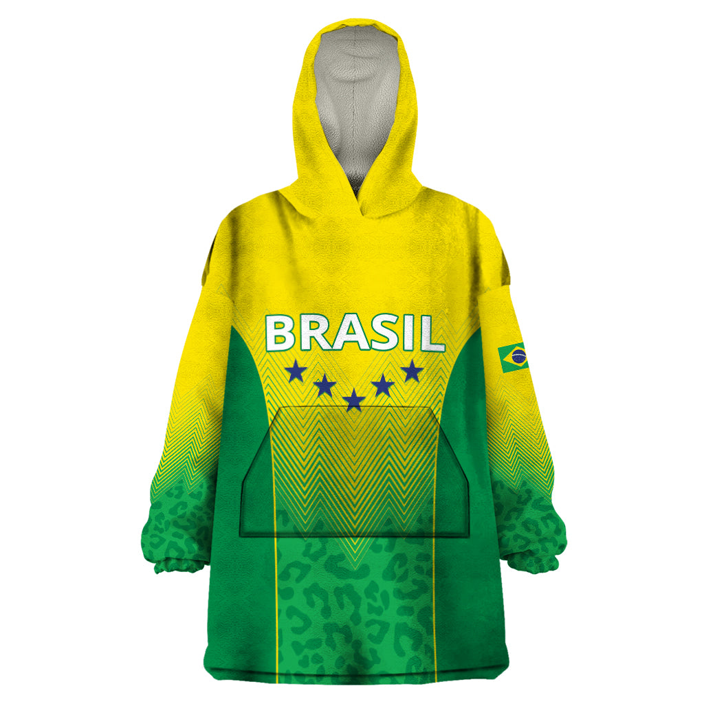 Personalized Brazil 2024 Wearable Blanket Hoodie Selecao Brasileira - Wonder Print Shop