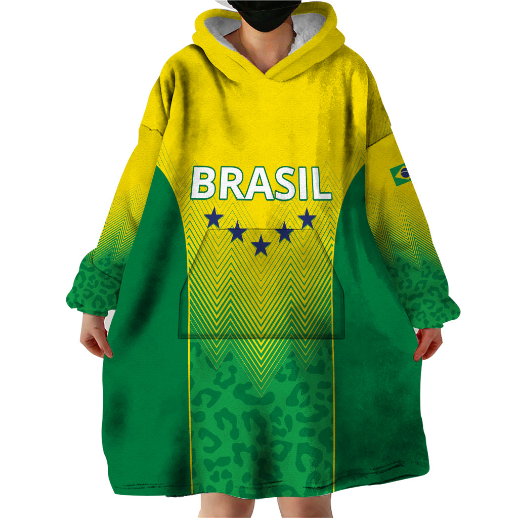 Personalized Brazil 2024 Wearable Blanket Hoodie Selecao Brasileira - Wonder Print Shop