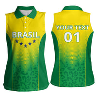 Personalized Brazil 2024 Women Sleeveless Polo Shirt Selecao Brasileira - Wonder Print Shop